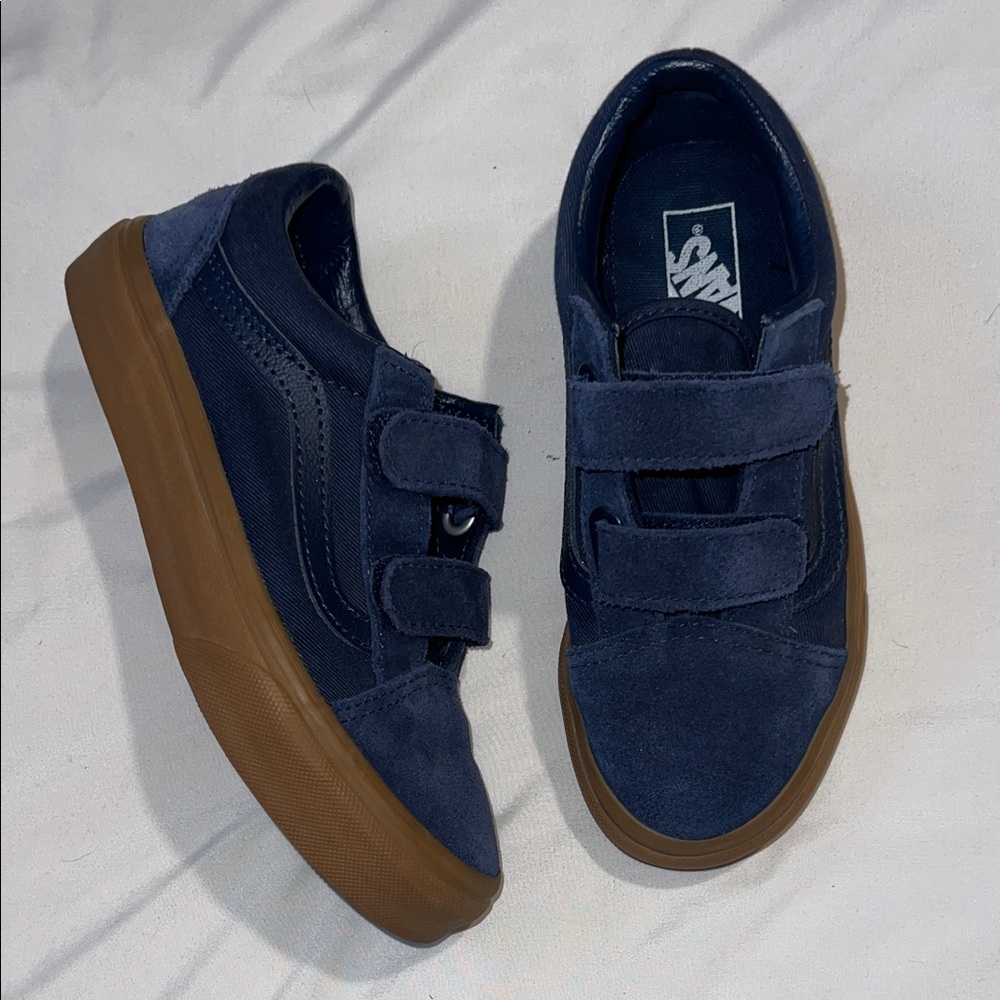 Vans Kids Dark Blue Sneakers with Brown Soles